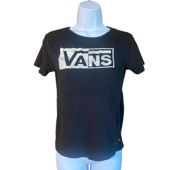 Vans Tops - Vans Black and White Women’s Fuzzy Logo top Size XS